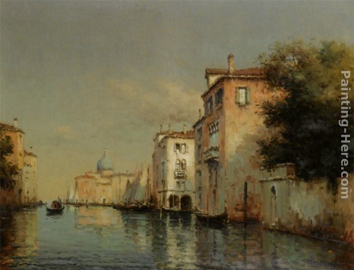 Noel Bouvard A Gondola on a Venetian Canal